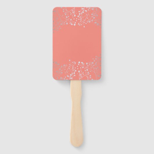 Zilver en Blush Koraal Bruiloft Menu's Handwaaier (Achterkant)