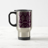 Zilver en bordeauxrood damast monogram reisbeker (Links)