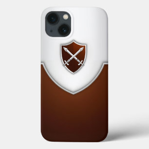 Zilver en bruin schild met gekruiste zwaarden Case-Mate iPhone case