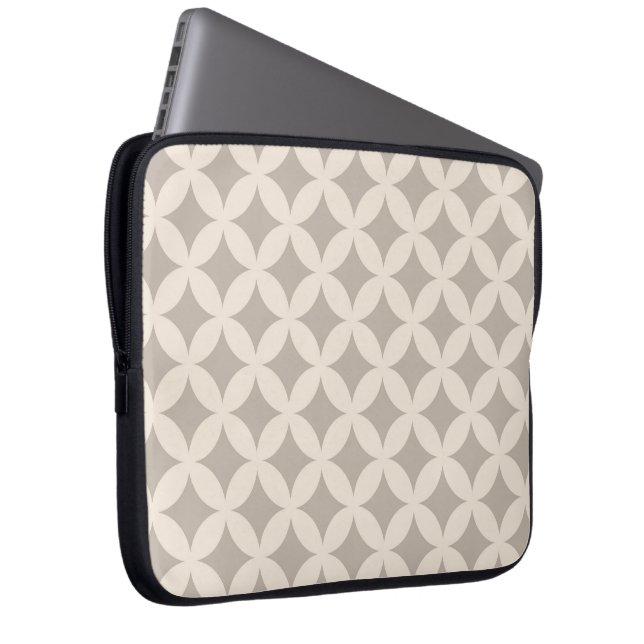 Zilver- en Cream Geocircle Design Laptop Sleeve (Voorkant Rechts)