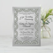 Zilver en diamant 25e bruiloft Jubileum Partij Kaart (Staand voorkant)