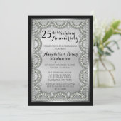 Zilver en diamant 25e bruiloft Jubileum Partij Kaart (Staand voorkant)