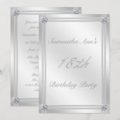 Zilver- en diamanteffect 18e verjaardag kaart (Voorkant / Achterkant)