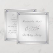 Zilver- en diamanteffect 60e verjaardag kaart (Voorkant / Achterkant)