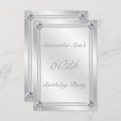 Zilver- en diamanteffect 60e verjaardag kaart (Voorkant / Achterkant)