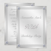 Zilver- en diamanteffect 90e verjaardag kaart (Voorkant / Achterkant)