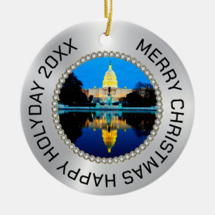 Zilver en diamanten Foto Lijst US Capital Keramisch Ornament