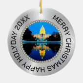 Zilver en diamanten Foto Lijst US Capital Keramisch Ornament (Achterkant)