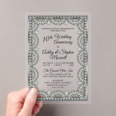 Zilver en Diamond 10de bruiloft Jubileum Party Acryl Uitnodigingen (Insitu (Draagbaar))