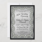 Zilver en Diamond 10de bruiloft Jubileum Party Kaart (Voorkant)