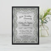Zilver en Diamond 10de bruiloft Jubileum Party Kaart (Staand voorkant)