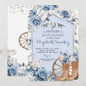Zilver en Dusty Blauw Western Charra Quinceañera Kaart (Voorkant / Achterkant)