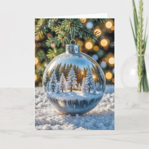 Zilver en glas kerstversiering kaart