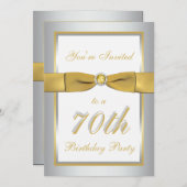 Zilver en Gold 70e verjaardag Uitnodiging (Voorkant / Achterkant)