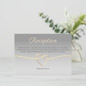 Zilver en Gold Wedding Reception Kaart (Staand voorkant)