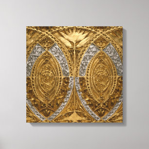 Zilver en goud art deco patroon canvas afdruk