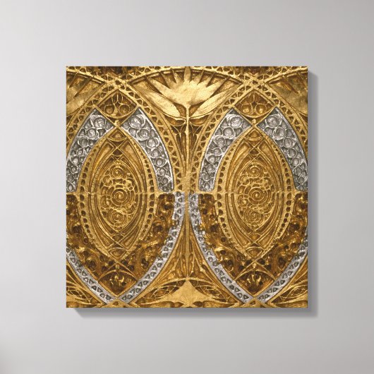 Zilver en goud art deco patroon canvas afdruk (Voorkant)