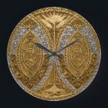 Zilver en goud art deco patroon grote klok<br><div class="desc">art deco patroon met  details en metaalglans.</div>