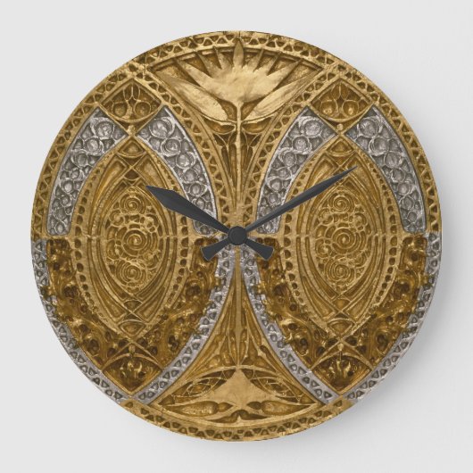 Zilver en goud art deco patroon grote klok (Voorkant)