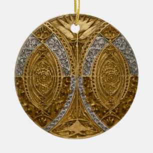 Zilver en goud Art Deco patroon Keramisch Ornament