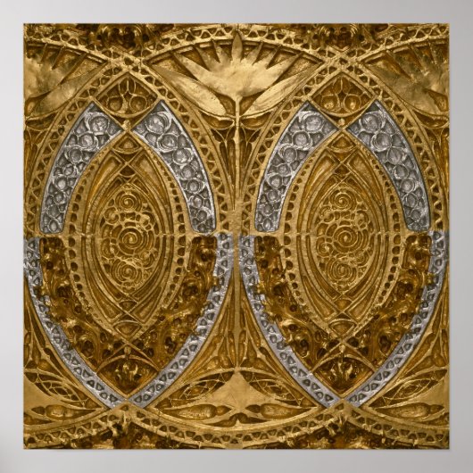 Zilver en goud art deco patroon poster (Voorkant)