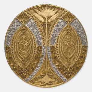 Zilver en goud Art Deco patroon Ronde Sticker