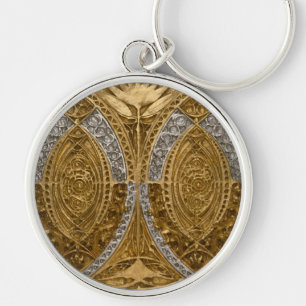 Zilver en goud Art Deco patroon Sleutelhanger