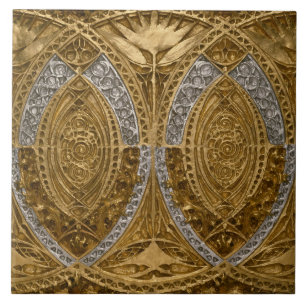 Zilver en goud art deco patroon tegeltje