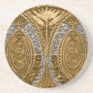 Zilver en goud Art Deco patroon Zandsteen Onderzetter