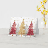 Zilver en Goud Bos Kerstbomen Kaart (Gele Bloem)
