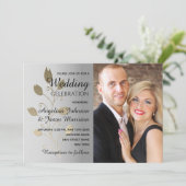 Zilver en Goud Foto Bruiloft Kaart (Staand voorkant)