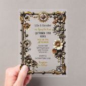 Zilver en Goud Gothic Metal Steampunk Wedding Acryl Uitnodigingen (Insitu (Draagbaar))