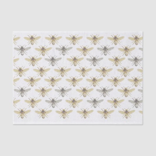 Zilver en Goud Honing Bee Patterned Tissue Papier (Voorkant)