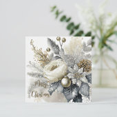 Zilver en goud Kerstmis spray op maat Feestdagenkaart (Staand voorkant)