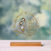 Zilver en goud kerststal acryl bord (Neutraal)