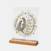Zilver en goud kerststal acryl bord (Hoek)