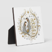 Zilver en goud kerststal Kerstmis Fotoplaat (Voorkant)