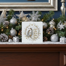 Zilver en goud kerststal Kerstmis Fotoplaat