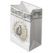 Zilver en goud kerststal medium cadeauzakje (Voorkant Gekanteld)