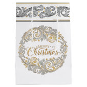 Zilver en goud kerststal medium cadeauzakje (Achterkant)