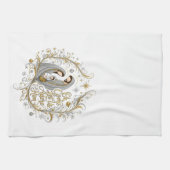 Zilver en goud kerststal theedoek (Horizontaal)