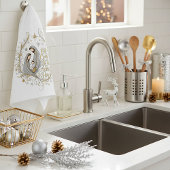 Zilver en goud kerststal theedoek