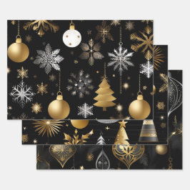 Zilver en goud kerstversiering collectie inpakpapier vel