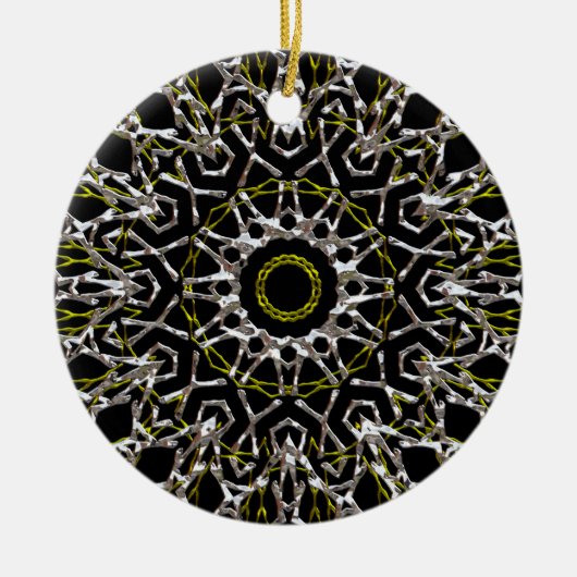 Zilver en Goud Mandala Keramisch Ornament (Voorkant)