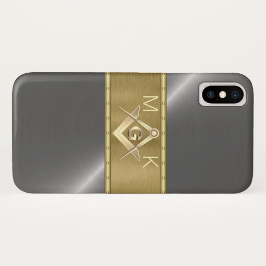 Zilver en Goud Masonic Symbool Case-Mate iPhone Case (Achterkant (horizontaal))