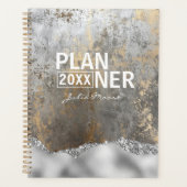 Zilver en Goud Moderne Zilveren Glitter Gepersonal Planner (Voorkant)