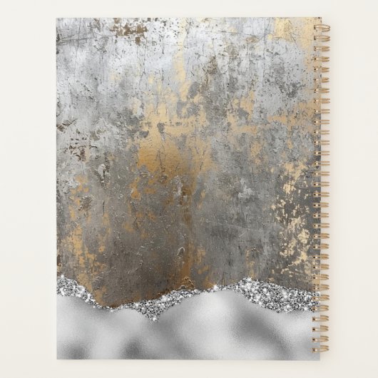 Zilver en Goud Moderne Zilveren Glitter Gepersonal Planner (Achterkant)