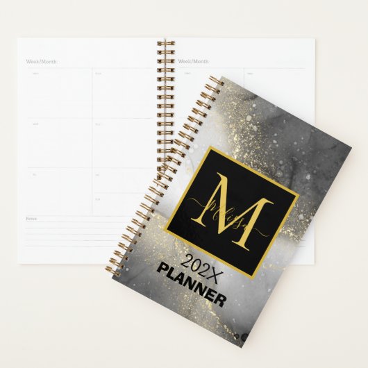  zilver en goud monogram planner (Display)