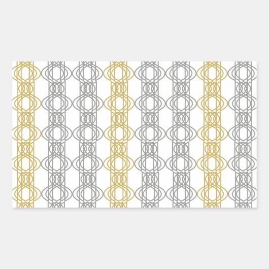 Zilver en Goud Patroon Rechthoekige Sticker (Voorkant)