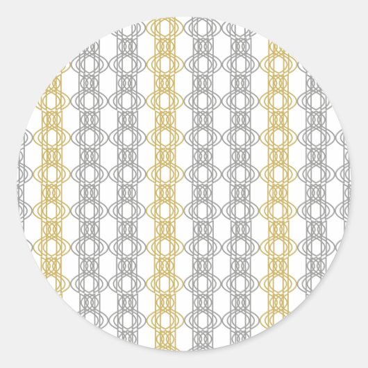 Zilver en Goud Patroon Ronde Sticker (Voorkant)